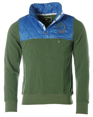 St. Moritz Herren Sweatshirt Troyer Stehkragen Alpine Horse Race Grün M K5687
