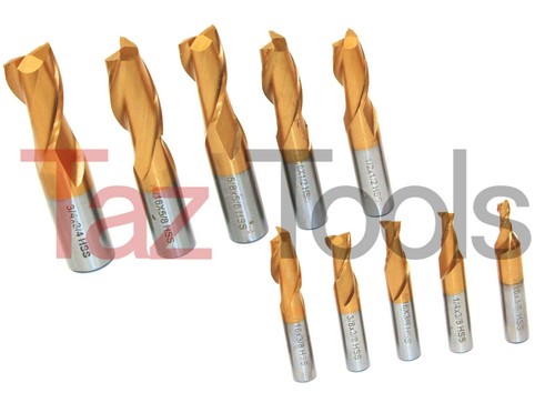 10 pcs Tin m2 hss Titanium Coated End Mill Set 2 Flutes Cutting Tools End Mill - Picture 3 of 3