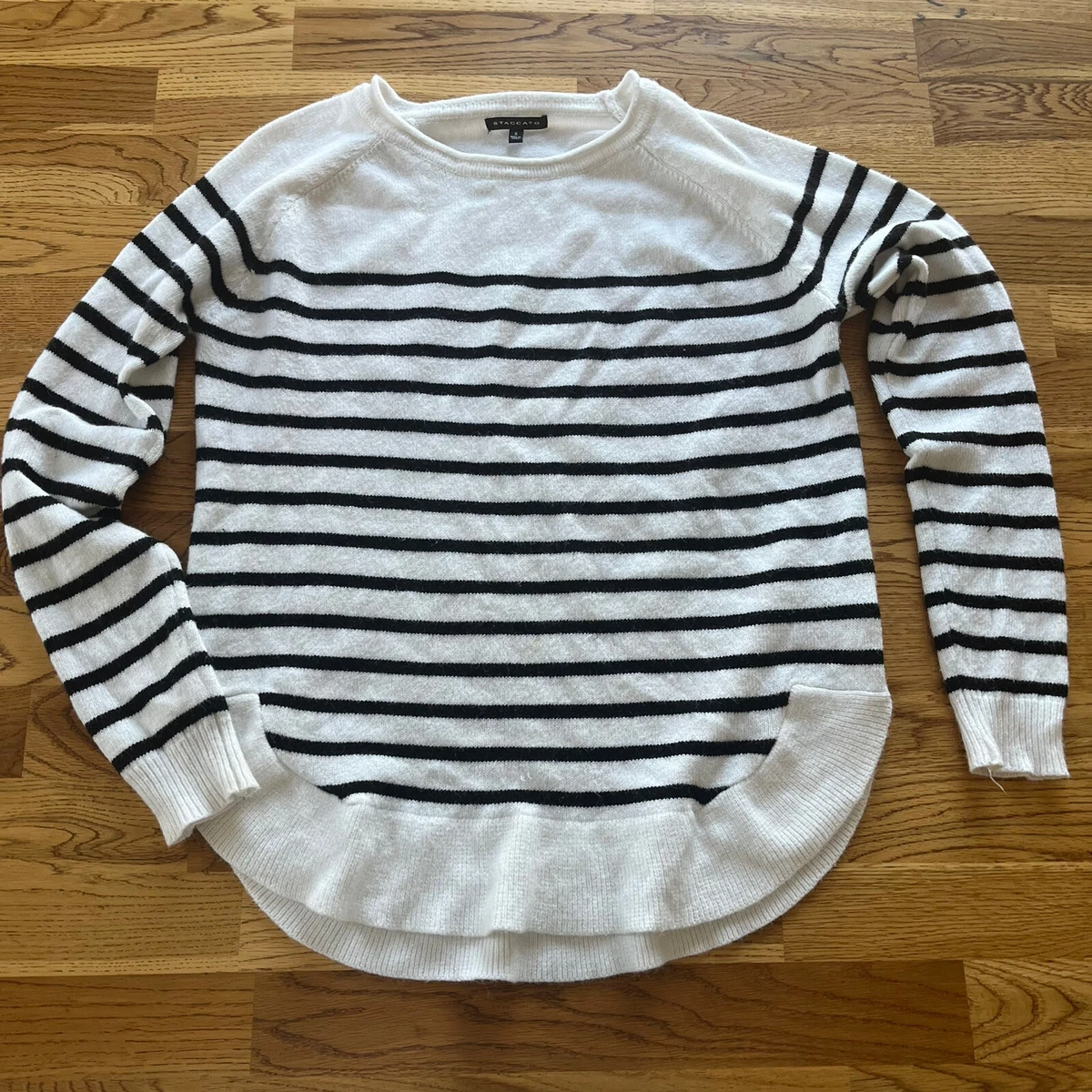 Striped sweater shop with elbow patches