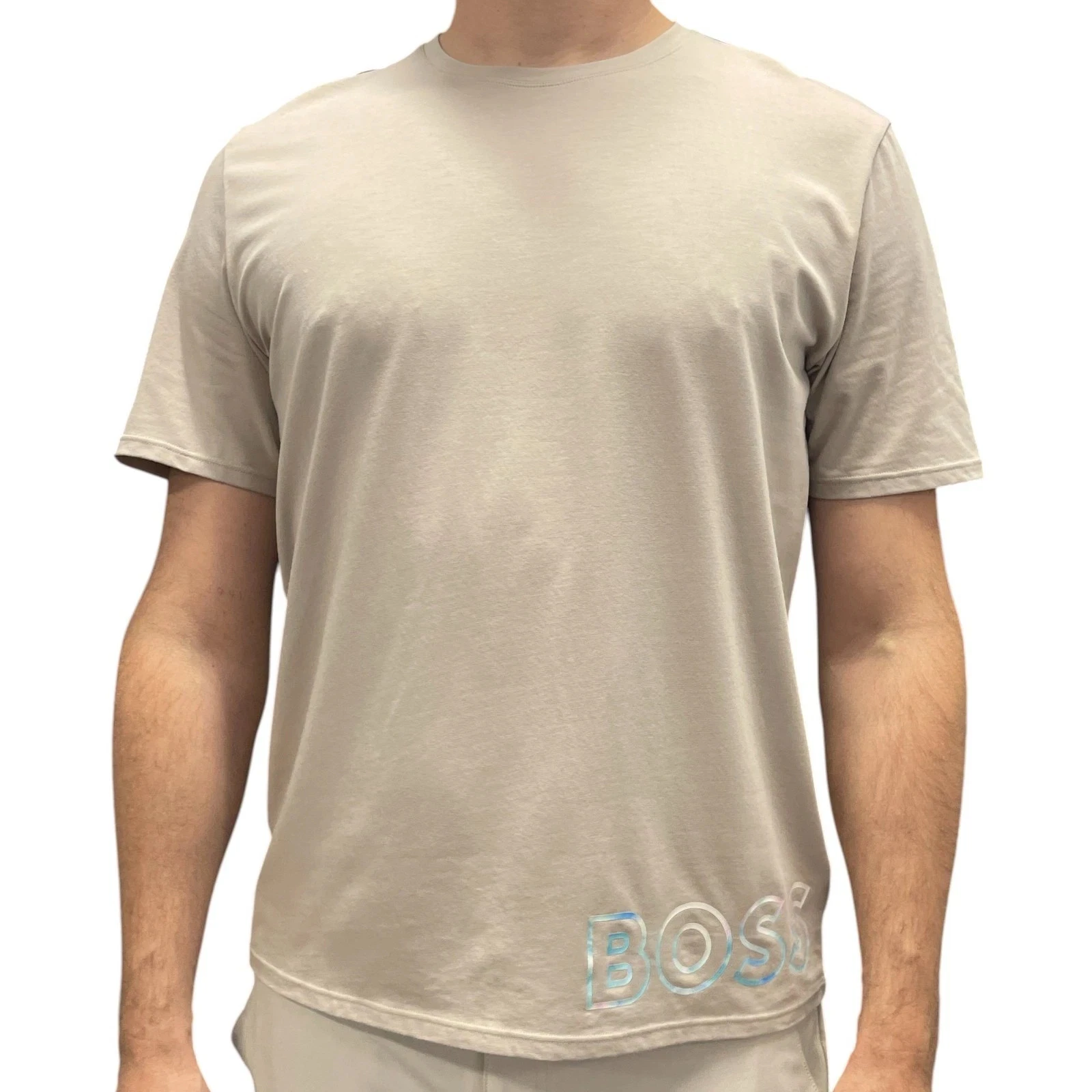 NWT BOSS Men's Logo T-Shirt Crewneck Cotton Tee Size M Color Beige