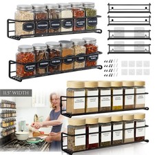 4 Pack Spice Rack Wall Mount Hanging Spice Shelf Organizer for Cabinet Storage