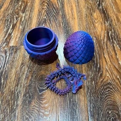 Purple & Blue 3D Gradient Dragon Egg & 12'' 3D Printed Dragon