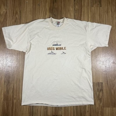 Vintage USCG Shirt Mens XL White Mobile Coast Guard Military Tee 90s USA Made