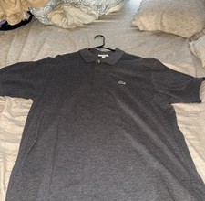 Lacoste Men's Gray Classic Fit Polo Shirt Short Sleeve Cotton Size XL FR 6