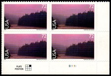 US Airmail 13 Mile Woods 72c Stamp Plate Block of 4 Scott #C144