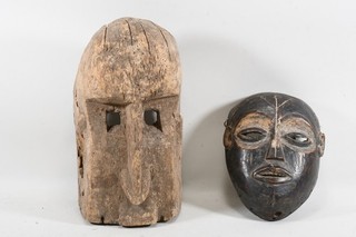 O69F59 2x antike Afrikana Holz Maske Ritualmaske ua Dogon
