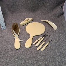 Vintage 9 Piece Vanity / Manicure Set Ivory Celluloid Art Deco w/ Minor Flaws