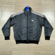 Men s Size Large adidas Originals Firebird Leopard Print Track Jacket Black NWT