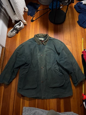 #ad Vintage L.L. Bean Blanket Lined Canvas Barn Chore Coat with Corduroy Collar $85.00