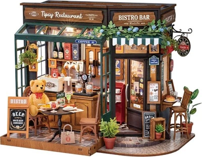 Rolife Puppenhaus Tipsy Restaurant DIY Miniaturhaus Kit Vintage Holz 1:24 850g - Bild 1 von 4