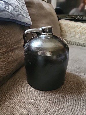 Antique Stoneware Jug Brown Glazed 9'' X 7 1/2''