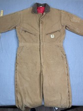Vintage Carhartt Coveralls Mens 42-R Brown Duck Canvas Insulated Quilted 9960Z