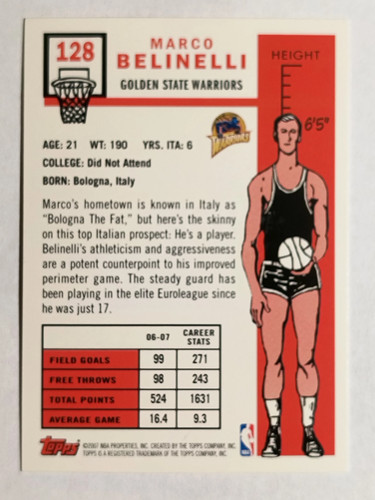 2007-08 Topps 1957-58 Variations #128 Marco Belinelli - Picture 2 of 2