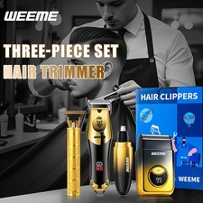 Pro Men Cordless Electric Hair Clipper Trimmer Shaver 2/3/4 Set USB Rechargeable