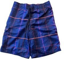 Ocean Pacific Men's Swim Trunks Mesh Lined Blue Plaid Size M 32-34