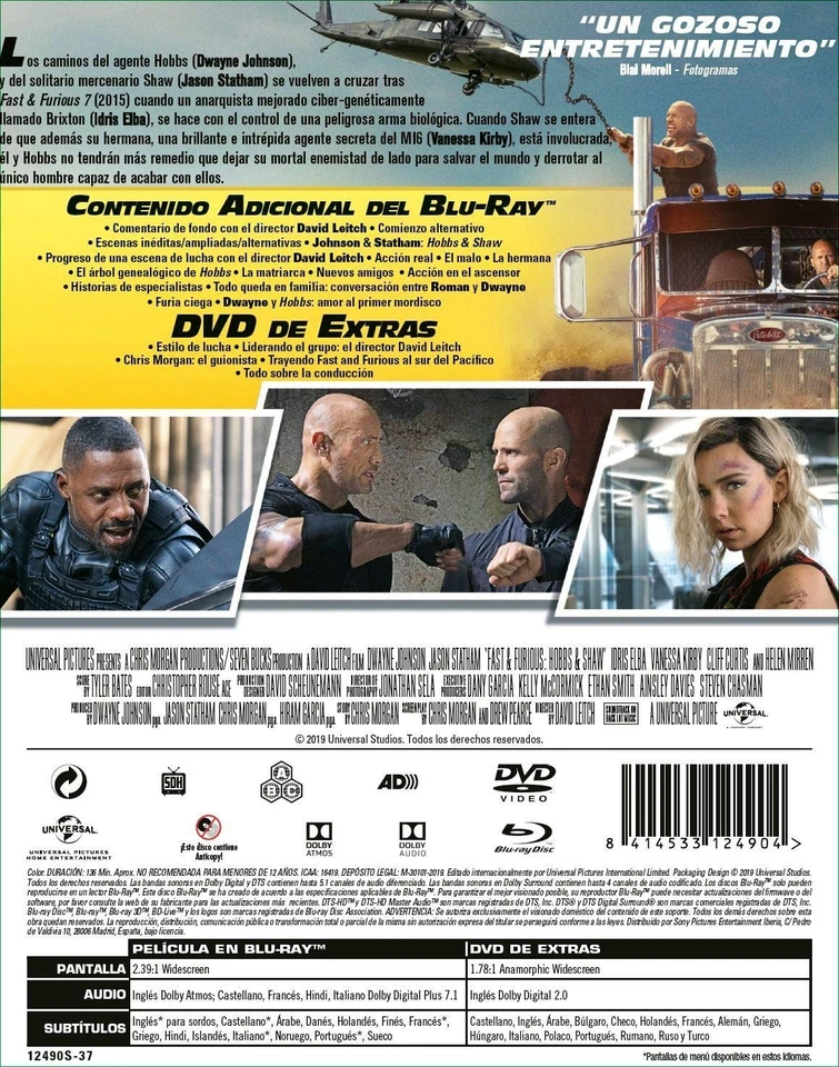 Fast & Furious: Hobbs & Shaw - Edición especial metal (BD + DVD Extras) [Blu-ray - Image 2 of 4