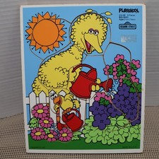 Vintage Playskool Big Bird Sesame Street Wooden Puzzle 9 Pieces Ages 2-5 USA