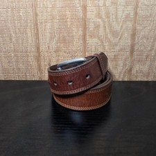 Ariat Mens 34 Brown Full Grain Leather Belt GripStrip 1.5 Inch Western Very Good