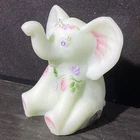 Fenton hand painted & Signed H CRONIN Elephant - Floral Pink Lotus Mist Style