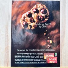1988 Bakers Big Chips Chocolate Chip Vintage Print Ad Baking Advert General Food
