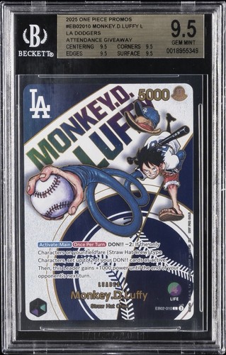 Monkey.D.Luffy (Dodgers x ONE PIECE) graded BGS 9.5 for sale on eBay