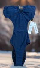 Juicy Couture XS One Piece Bathing Suit Swimsuit Jewel Blue Logo NEW NWT 78