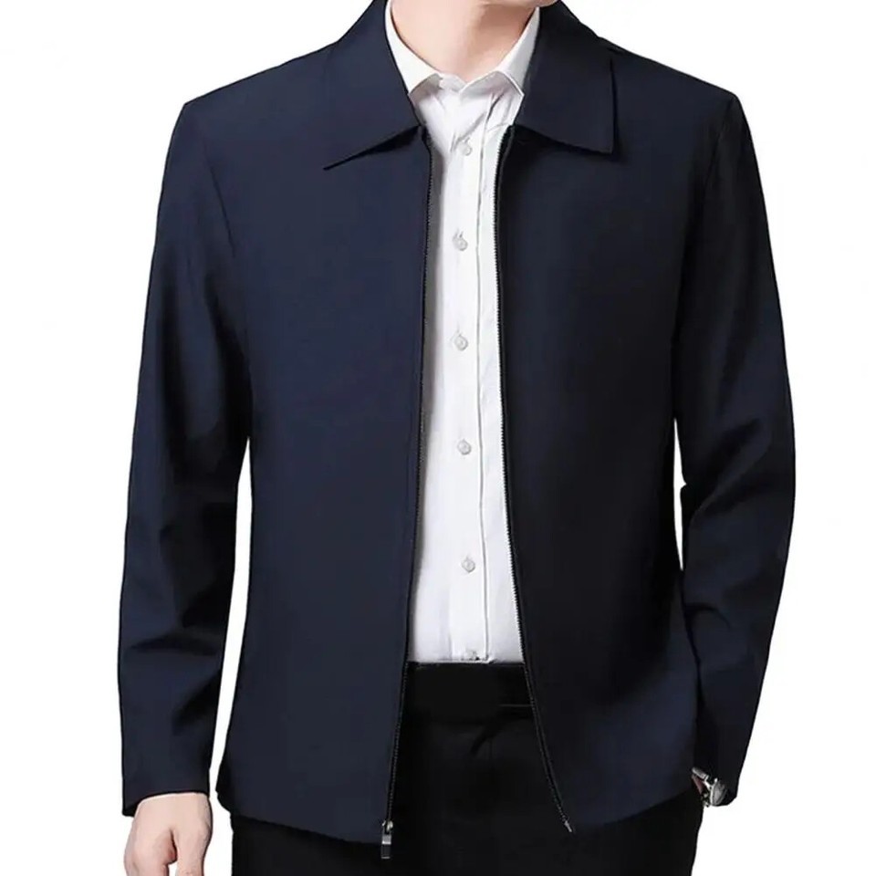 S Outwear Top Men's Zipper Lapel Collar Coat