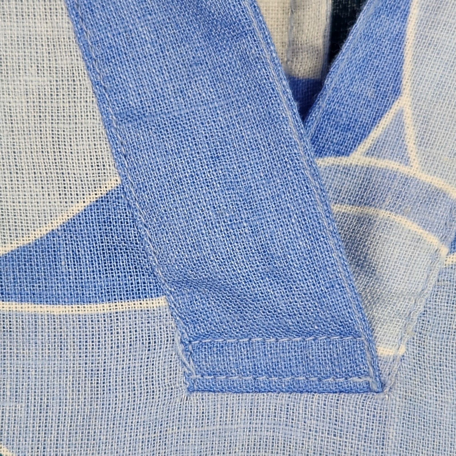 Rachel Zoe Maxi Blue Breezy Retro Vibes Linen Blend Dress Size L EUC