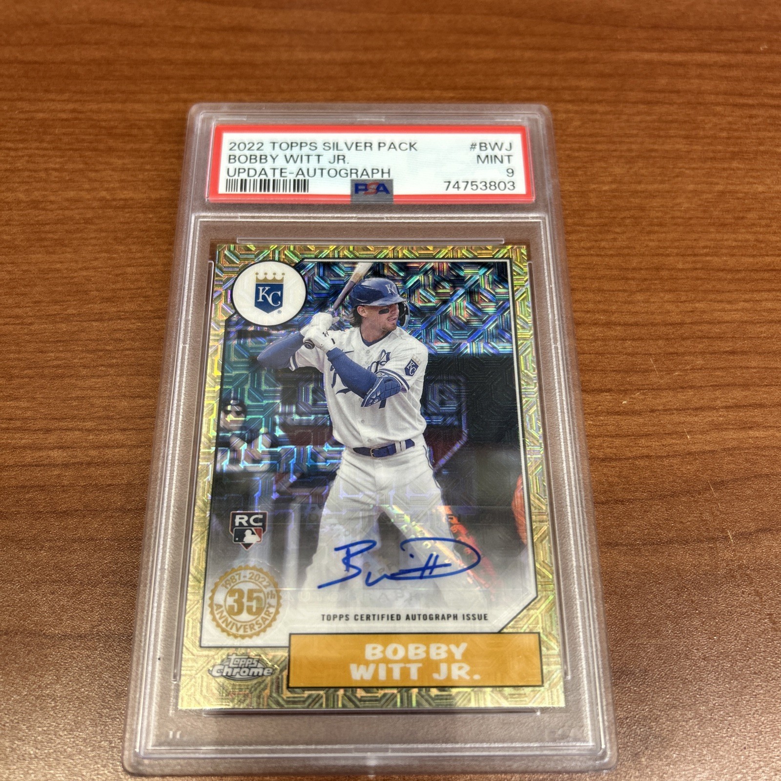 2022 Topps Chrome Update Silver Pack Bobby Witt Jr Rookie Autograph /149 PSA 9 view 2