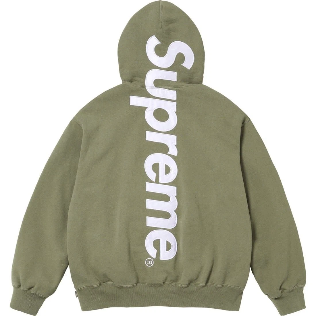 Sweat à capuche SUPREME satin appliqué clair olive kaki 23FW S neuf jamais ouvert