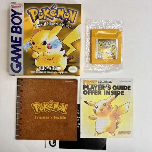 NICE! Pokemon Yellow Version Game Boy Complete Box CIB w/ INSERTS! New Battery