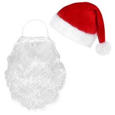 Santa Hat and Beard Set Santa Claus Xmas Hat White Beard Mask Face Cover