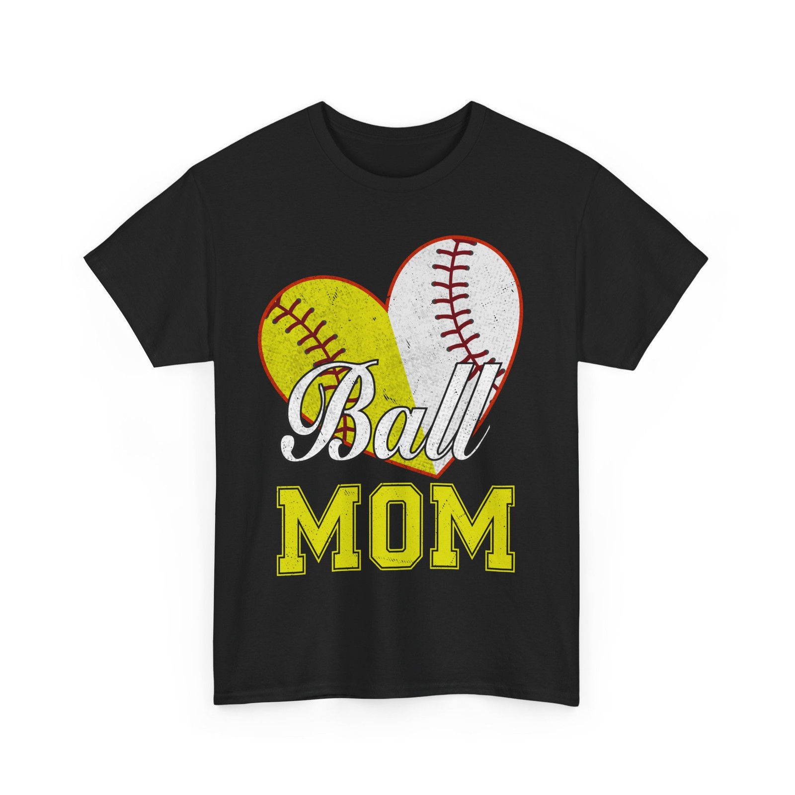Softball Baseball Mom T-Shirt, Heart Softball Lovers Women Mom Shirt