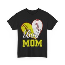 Softball Baseball Mom T-Shirt, Heart Softball Lovers Women Mom Shirt