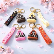 Mini Purse Key Chain Ring Bag Purse Charm Gold New Silicone Wristlet Clovers NEW