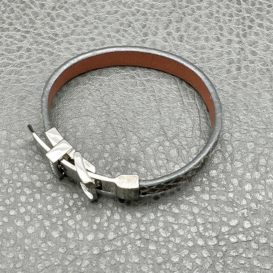 Браслет Michael Kors женский кожаный змеиная кожа серебристый с пряжкой дизайнерский 7 дюймов - Изображение 4 из 4