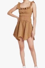 Wild Fable Ruffled Tiered Skater Mini Dress Bohemian lined Women s S Cognac