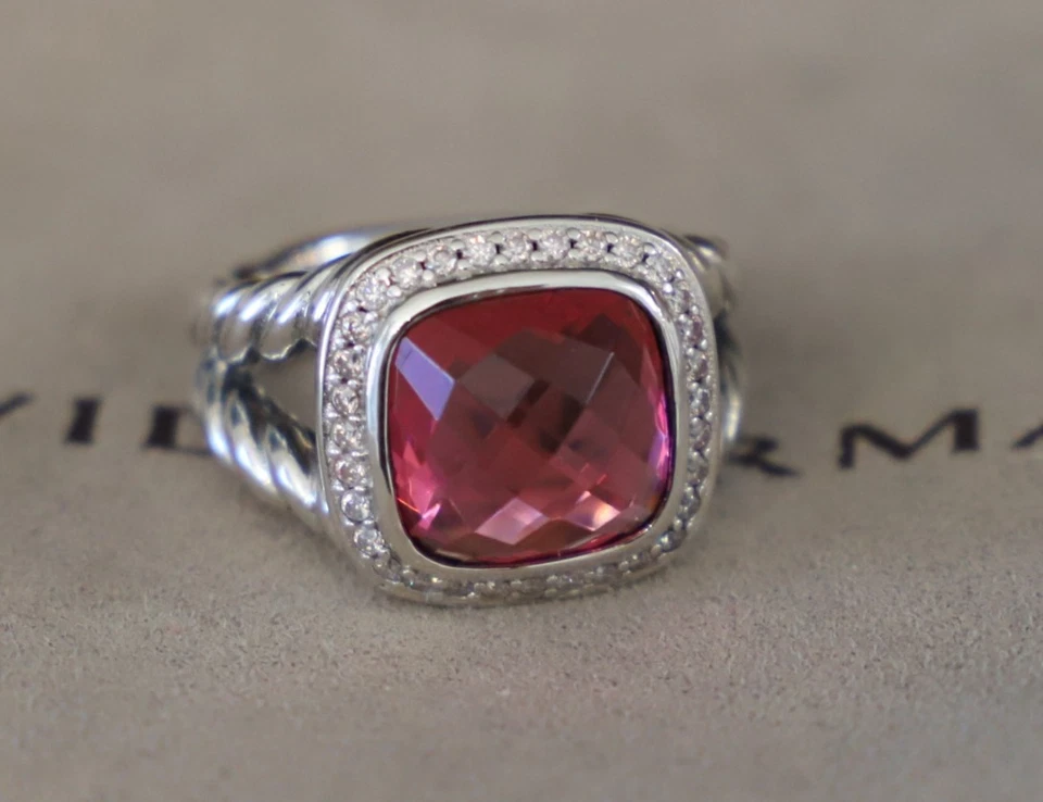 Anillo David Yurman Plata de Ley 11mm Albión Turmalina con Diamante Talla 7 Foto 2 de 4