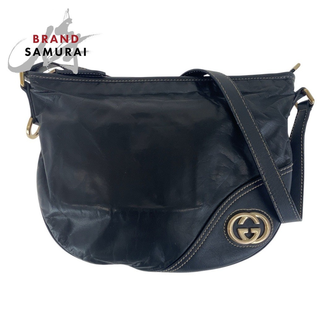 Gucci Interlocking Black Multicolor Gold Hardware Leather Crossbody Shoulder Bag