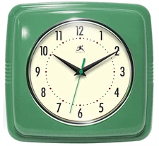 Square Silent Retro 9 inch Mid Century Modern Kitchen Diner Retro Wall Clock...