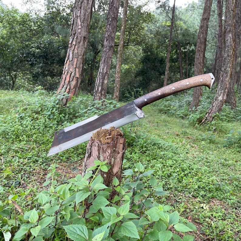 Custom Handmade Carbon Steel Blade Thamserku Machete Sword|Hunting Sword Camping