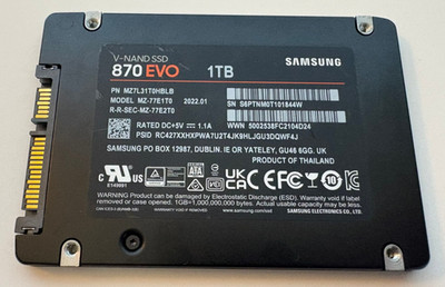 Samsung V-NAND SSD 870 EVO 1TB Solid State Drive SSD Model MZ-77E1T0