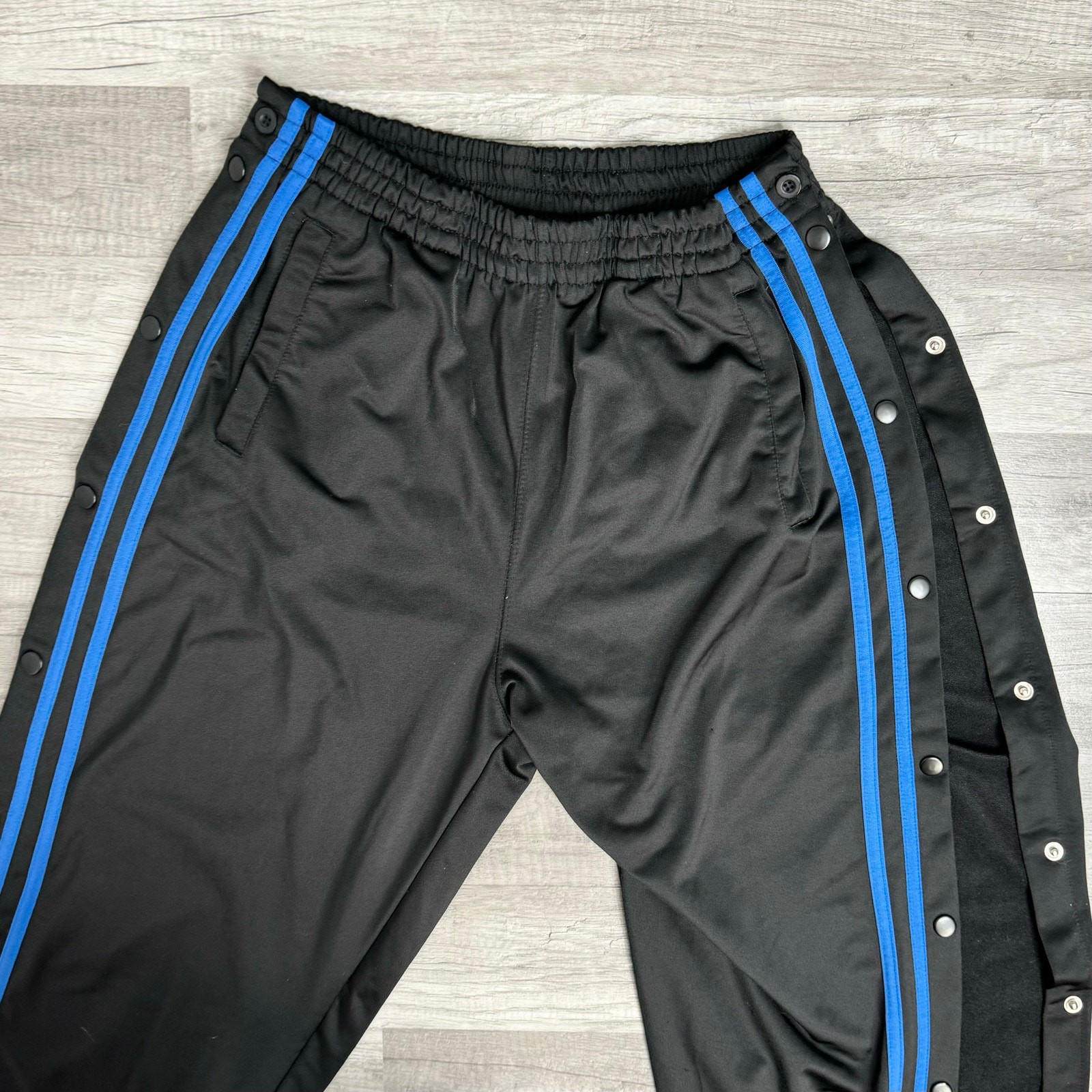 Vintage 90s Y2K Brake Tear Away Track Pants Side Stripe Blue Black Size Large