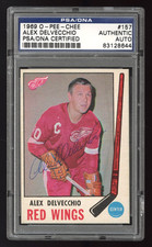 1969 O-Pee-Chee 157 Alex Delvecchio PSA Vintage Autograph Mint Detroit Red Wings