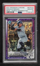 2021 Bowman Chrome Prospects Purple Shimmer Refractor Oswald Peraza PSA 10 0e3u