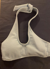 Girl's Halter Bikini Top Wild Fable Light blue pucker Size small 24" NWOT