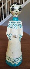 Vintage Signed Abelardo Ruiz Mexican Folk Art Paper Mache 9" Lady Angel Figure