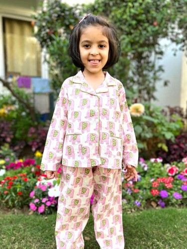 Pinky Printed Button Shirt & Pajama Kids Set with Half Sleeve Kids Designer Wear - Picture 5 of 16