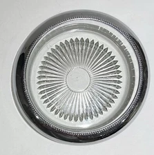 Vintage Leonard Silver Plated Crystal Glass Ashtray