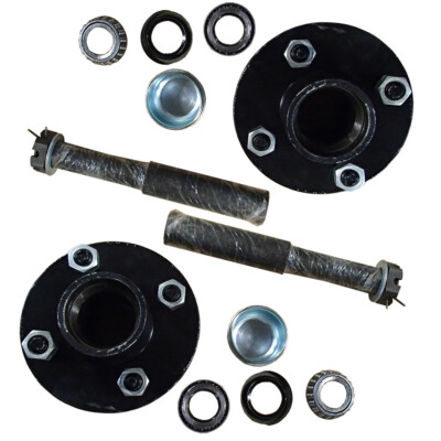 (Pack Of 2) Trailer Axle Kits | 4 On 4" Idler Hub, 1" Round BT8 Spindle, 1250 Lb Capacity Each
